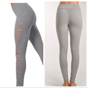 Jala‎ Clothing Slash Groove Light Gray Leggings Size S Cut Outs